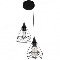 Φωτιστικό Κρεμαστό 2xE27 230V σε Ροζέτα Μαύρο 4024-2-BL/rosette